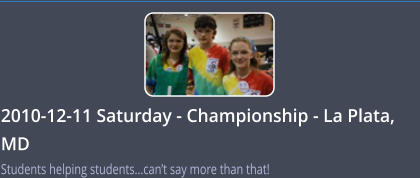 2010-12-11 Saturday - Championship - La Plata, MD Students helping students...can’t say more than that!